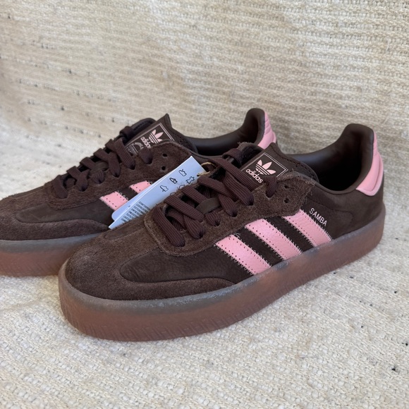 NWT Adidas Sambae Platform Sneakers Brown Pink Mauve JI2744 Size 7.5 Coquette - Picture 11 of 12